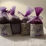 Decorative Lavender Sachet Bags (first on left; 3rd and 4th from left)